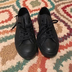 Brand New Black Leather Low-top Converse
